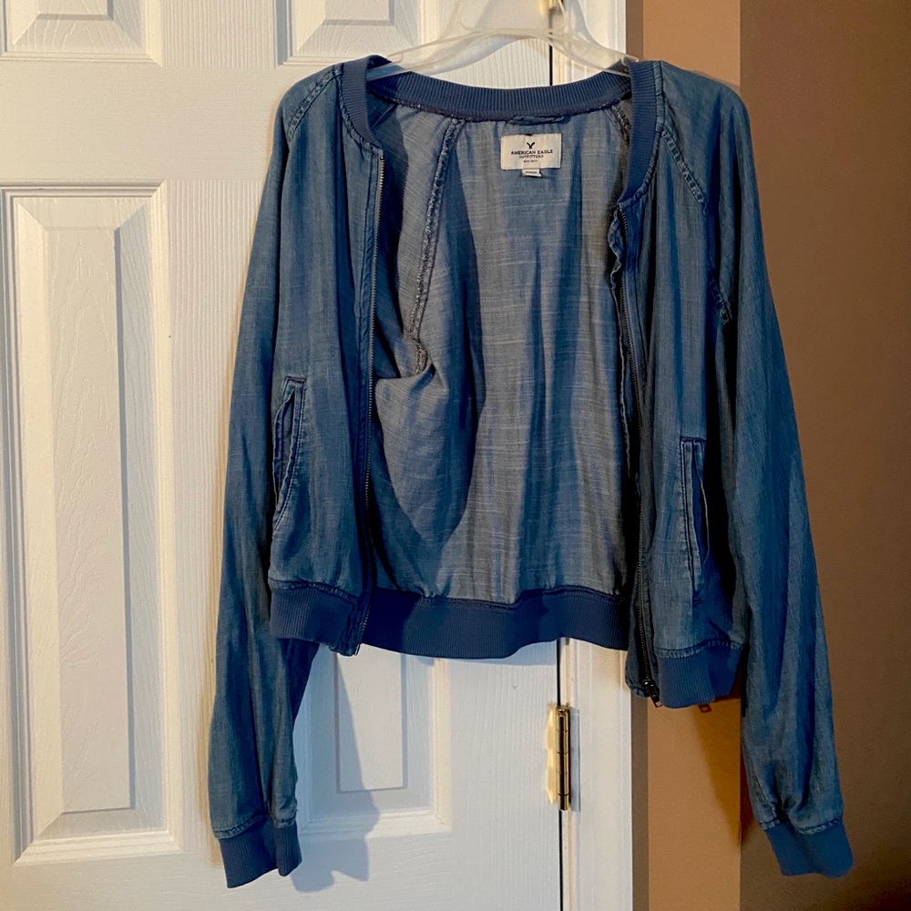 American Eagle Denim Bomber Jacket